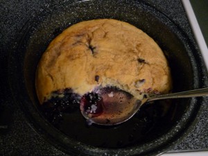 Blueberry Cobbler Blueberry Cobbler a few minutes out of the sun oven...yummy!